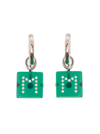 MARNI HOOP EARRING WITH DICE-SHAPED CHARM IN GREEN TRANSAPRENT RESIN WOMAN