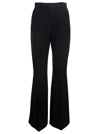 BALMAIN BLACK STRIPED FLARE PANTS WITH LUREX DETAIL IN WOOL WOMAN