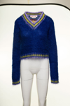 MARNI BLUE CROPPED COLLEGE STYLE SWEATER WITH STRIPED DETAIL IN MOHAIR WOMAN