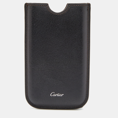Pre-owned Cartier Dark Brown Leather Phone Case
