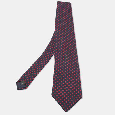 Pre-owned Ermenegildo Zegna Navy Blue Polka Dotted Jacquard Silk Tie