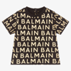 BALMAIN BLACK & METALLIC GOLD COTTON BABY T-SHIRT