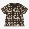 Balmain Black & Metallic Gold Cotton Baby T-shirt In Black
