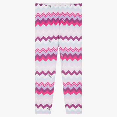 Missoni Kids' Girls Purple Cotton Zigzag Leggings