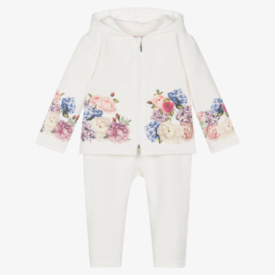 Sofija Babies' Girls Ivory Cotton Floral Tracksuit