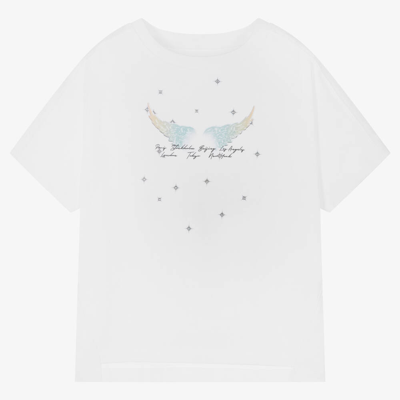 Zadig & Voltaire Kids' Girls White Oversized Organic Cotton T-shirt