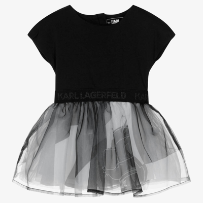 Karl Lagerfeld Kids' Baby Girls Black Cotton Choupette Dress