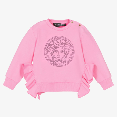 Versace Babies' Girls Pink Ruffle Medusa Sweatshirt