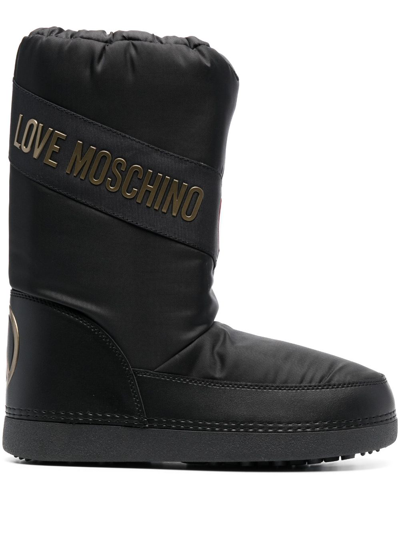 Love Moschino Logo-print Snow Boots In Black