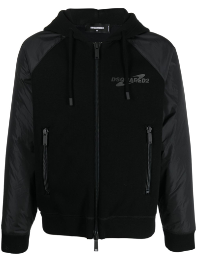 Dsquared2 Hooded Sweater With Side Zip Pockets In Black