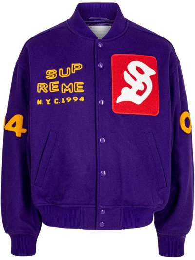 Supreme Tourist "purple" Varsity Jacket In Violett