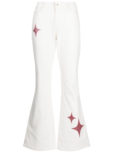 Madison.maison Star-print High-rise Flared Jeans In Weiss