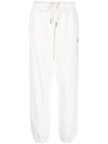 Moncler Cotton Fleece Track Pants With Elastic Cuffs In Weiss
