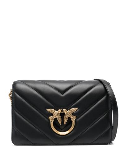 Pinko Love Quilted Shoulder Bag In Black