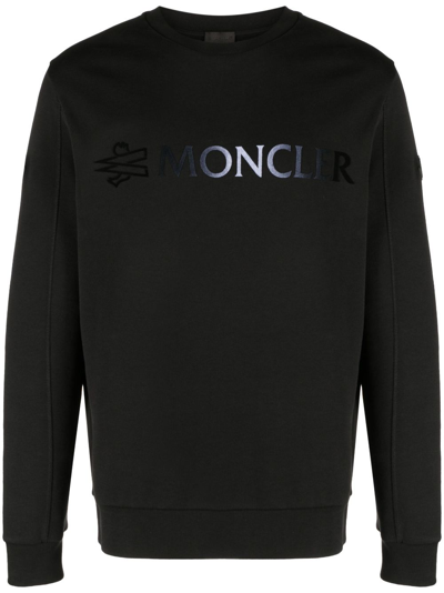 Moncler Logo Cotton Sweater In Nero