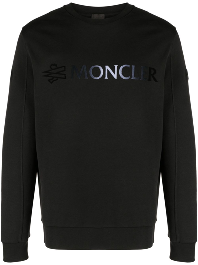 Moncler Logo Cotton Sweatshirt In Nero