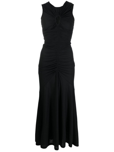 Ulla Johnson Sascha Ruched Midi Dress In Black