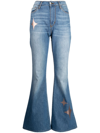 MADISON.MAISON STAR-PRINT HIGH-RISE FLARED JEANS