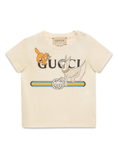 Gucci Babies' The Jetsons Cotton T-shirt In Neutrals