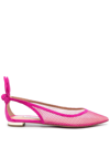 Aquazzura Bow Tie Mesh Ballet Flats In Rosa