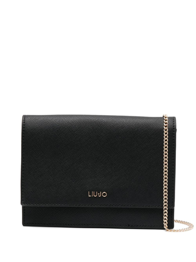 Liu •jo Logo-embossed Faux-leather Crossbody Bag In Black