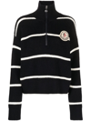 Moncler Striped Wool Quarter-zip Turtleneck In Blue