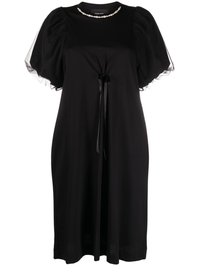 Simone Rocha Pearl-embellished Tulle T-shirt Dress In Black