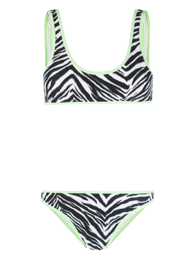 Reina Olga Coolio Zebra-print Bikini Set In Black