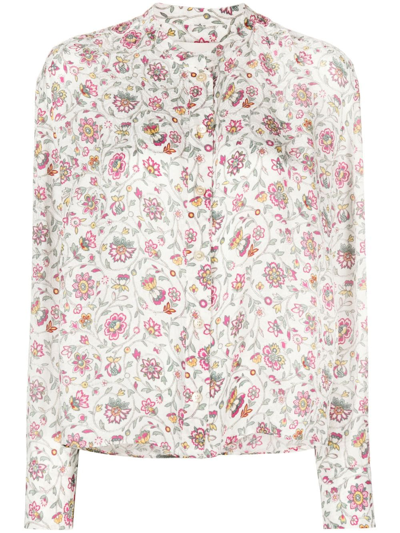 Isabel Marant Leidy Floral Button-front Blouse In Ecru