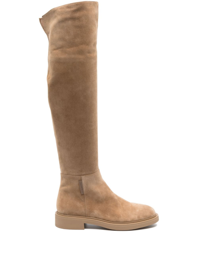 Gianvito Rossi Lexington Over-the-knee Suede Boots In Brown