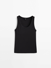 MASSIMO DUTTI COTTON BLEND RIBBED TANK TOP