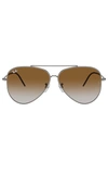 Ray Ban Aviator Reverse Gradient-lens Sunglasses In Gunmetal & Clear Gradient Brown