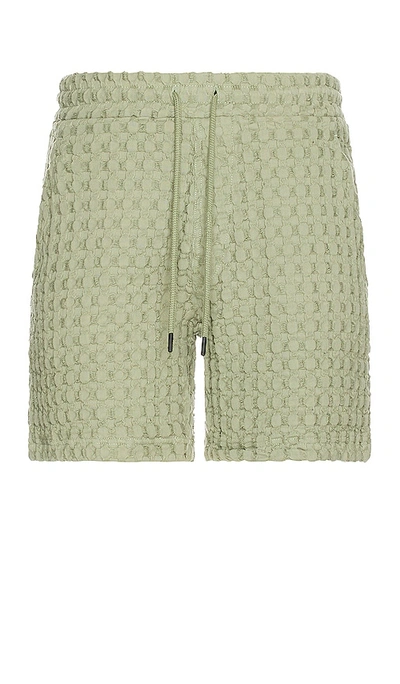 OAS DUSTY GREEN PORTO WAFFLE SHORTS