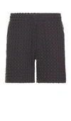 Oas Nearly Black Porto Waffle Shorts In Nearly Black