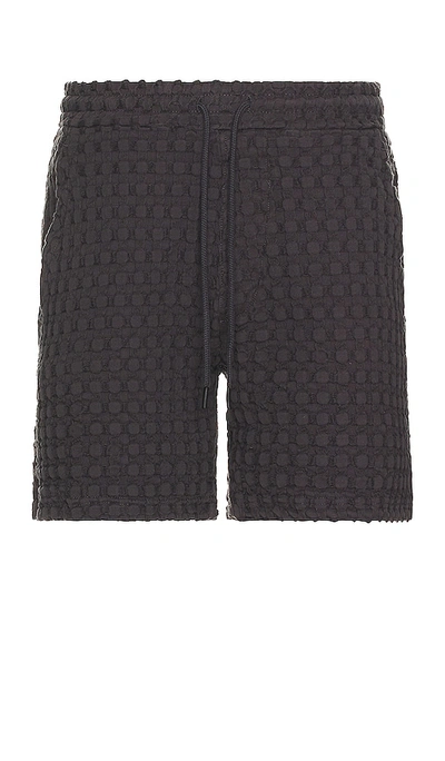 OAS NEARLY BLACK PORTO WAFFLE SHORTS