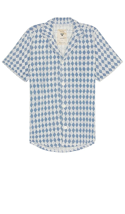 Oas Cuba Argyle Cotton-terry Jacquard Shirt In Blue