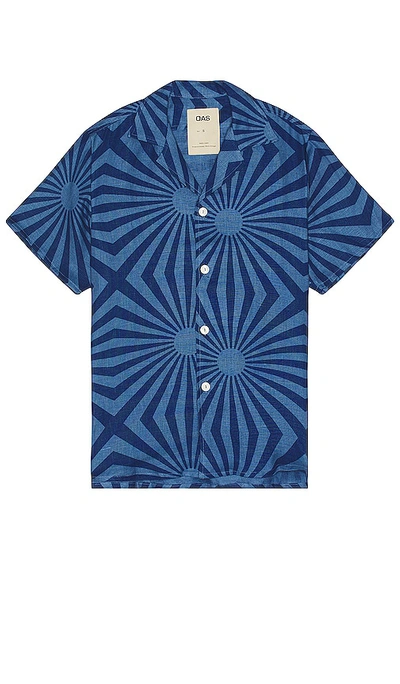 Oas Costal Cortado Cuba Linen Shirt In Blue