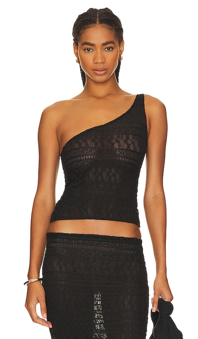Buci Lace One Shoulder Top In Black