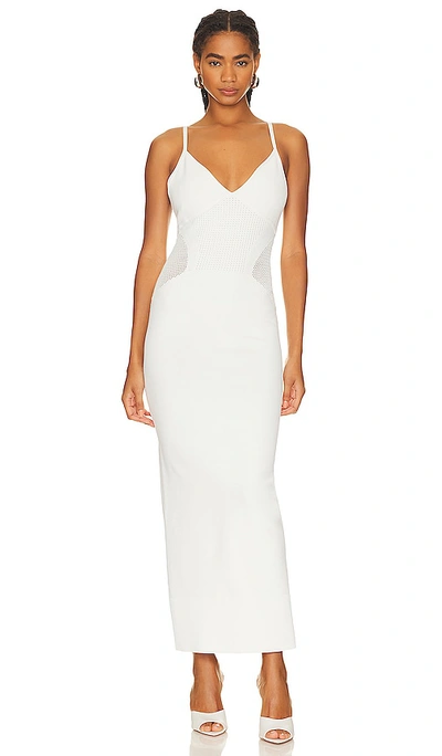 Herve Leger Mixed Pointelle Strappy Gown In Alabaster