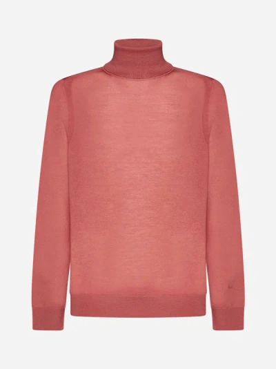 Paul Smith Merino Wool Roll-neck Sweater In Coral