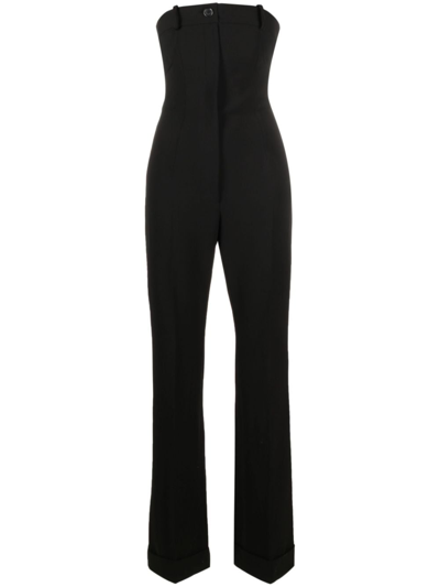 Moschino Strapless Straight-leg Jumpsuit In Black