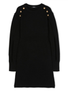 Balmain Rib-knit Buttoned Dress In Black