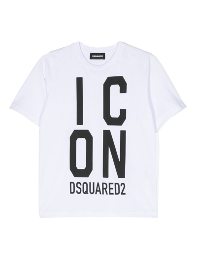 Dsquared2 Kids' Logo-print Cotton T-shirt In White