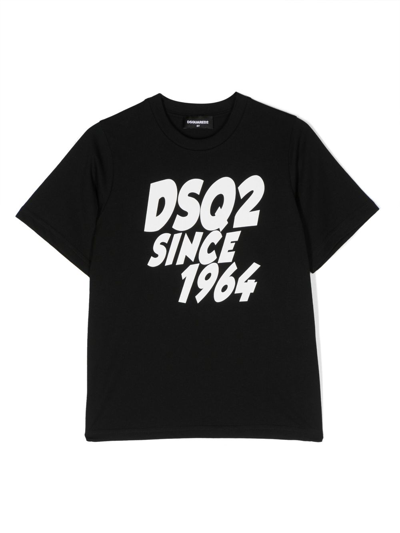 Dsquared2 Kids' 图案印花短袖t恤 In Black
