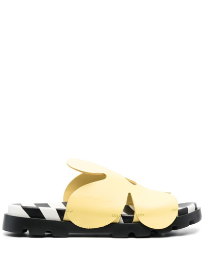 Camper Brutus Twins Flat Slides In Light Pastel Yellow
