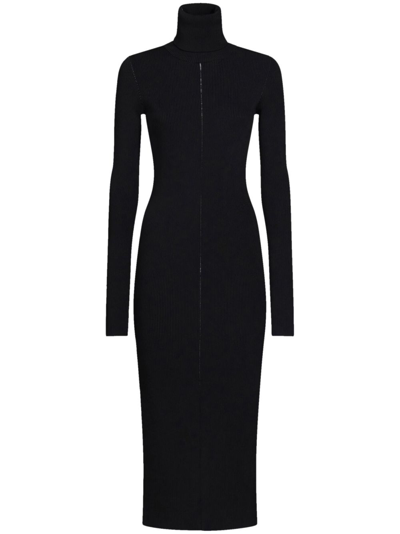 Marni Black Ribbed Dress With Turtle Neck