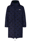 Marni Draft Flower Parka Coat In Blue