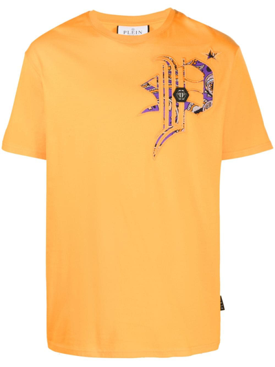 Philipp Plein Skull-print T-shirt In Orange