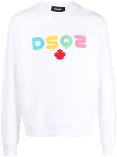 Dsquared2 Logo-appliqué Cotton Sweatshirt In White