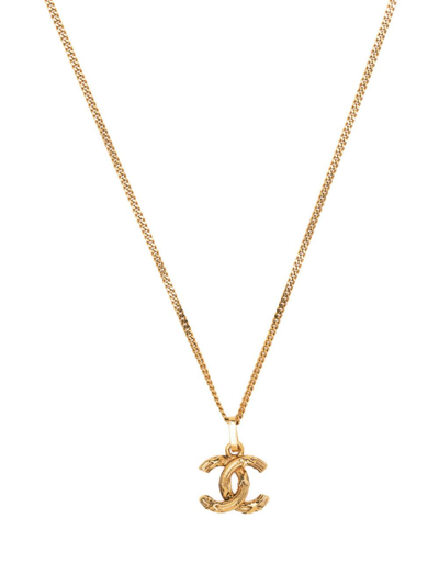 Pre-owned Chanel 1980-1986 Cc-pendant Chain Necklace In Gold